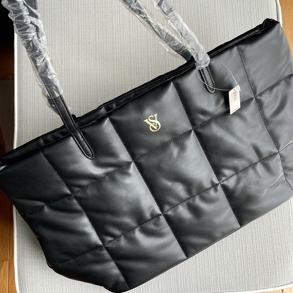 Victoria’s secret black puffer tote bag